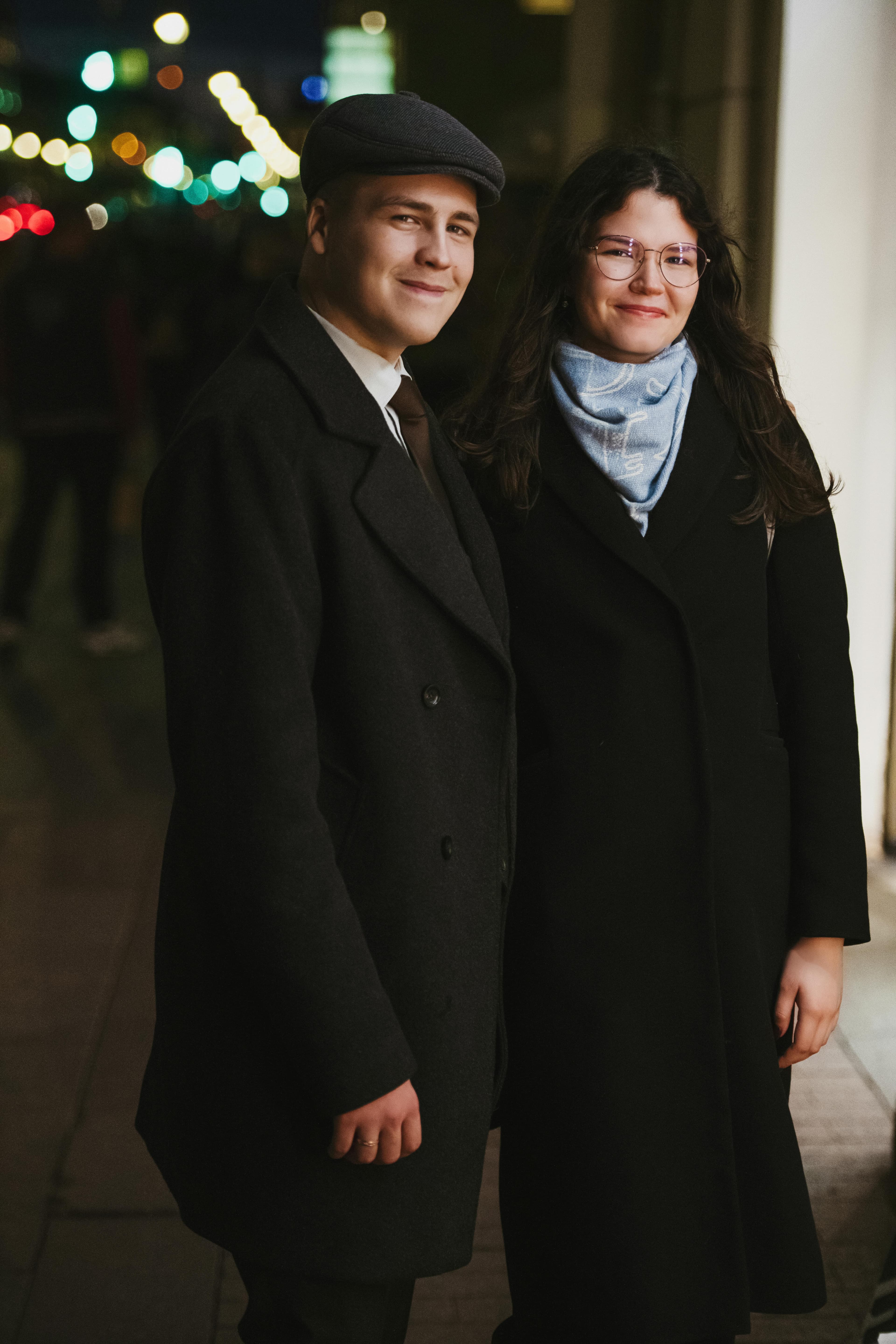 Editorial artwork showing a transition from AI conversation to an in-person date